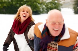 retired couple in snow
